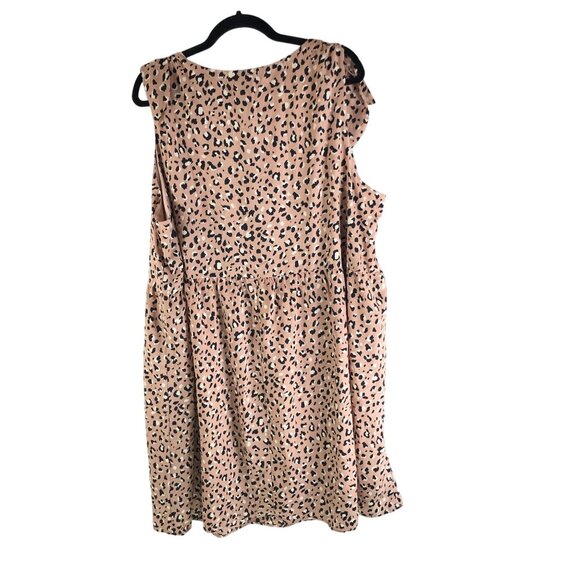 Andree By Unit Womens Sleeveless Leopard Print Dress Tie Detail Beige Brown 2X - Picture 2 of 4